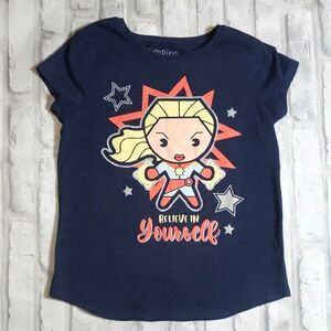 Super Girl Kids Navy Blue Superhero T-Shirt